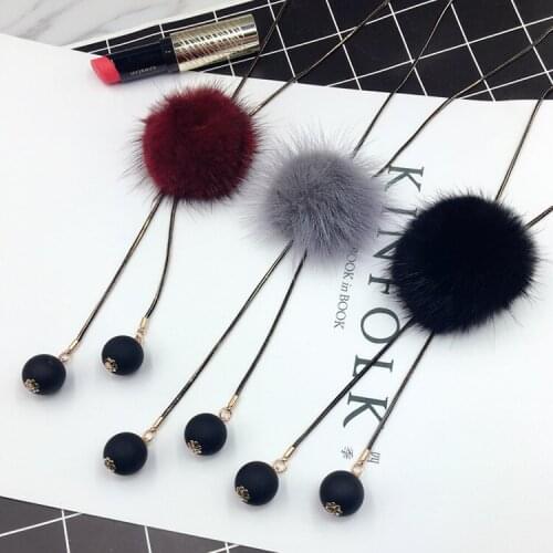 Korean Hairy Ball Sweater Chain Necklace Round Long Tassel Necklaces For Women Girl Fashion Woman Jewelry Accessories