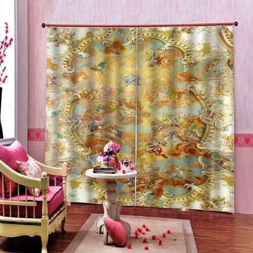 Custom 3D Curtains Indoor Decor European Angel 3D Curtains For Living room Bedroom Blackout curtain sets (left and right side)