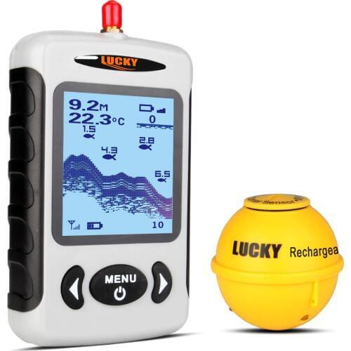 Professional Fishing Sonar Sounder Wireless Sonar Fish Finder Portable Fishing Probe Detector Fishfinder with Dot Matrix EU Plug
