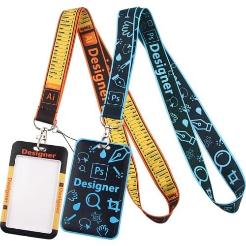 LT405 PS AI Photoshop Neck Strap Lanyards Keychain Holder ID Card Pass Hang Rope Lariat Lanyard Key Ring Gifts Accessories