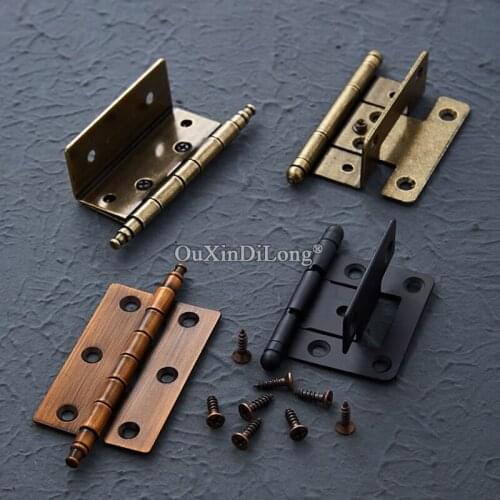 Retro Vintage 10PCS European Antique Furniture Hinges Cupboard Wardrobe Bookcase Cabinet Hinges Folding Hinges + Screws