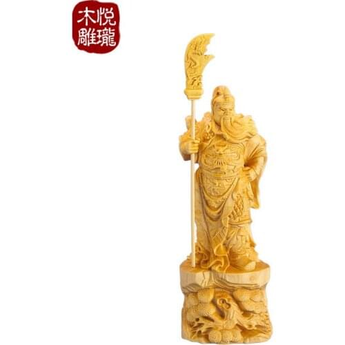 Wood carving Chinese ancient general Guan Gong Guan Yu, wood crafts gift Home desktop decoration office ornaments (A1115)