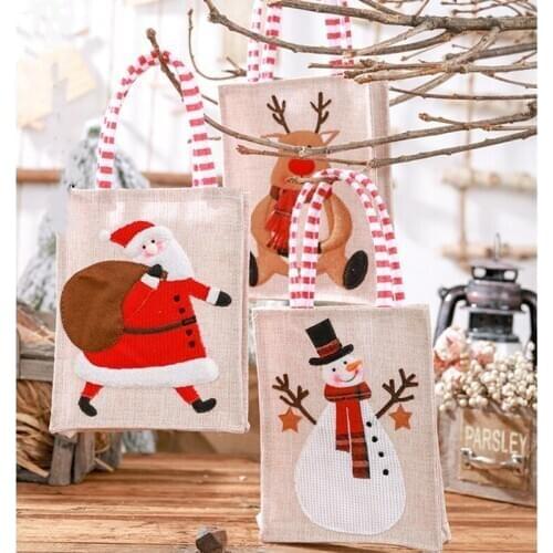 Santa Snowman Deer Eco Bag Christmas Decorations For home Christmas Tree New Year Gift Bags Candy Collection bag