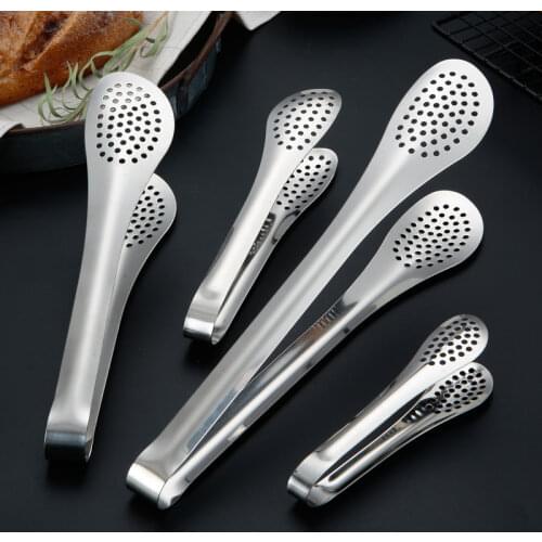 Stainless Steel Tongs Kitchen Tool Food Tools Hollow-Out Barbecue Tong Bread Tongs Baking BBQ Cooking Utensils Accessories