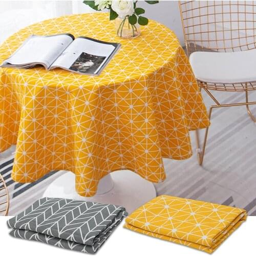 Cotton Linen Nordic Round Tablecloth Washable Hotel Banquet Tea Table Cloth Multiple Patterns Home Kitchen Dining Table Decor