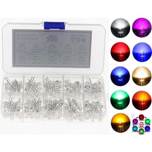 200pcs 5mm 4.8mm Straw Hat Clear Warm White Green Red Blue Purple Yellow Orange Pink RGB DIY Light Emitting Diode Set Box