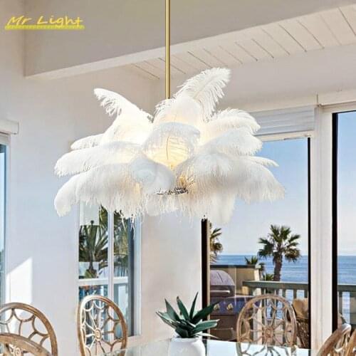 Modern Feather LED Pendant Lights Lighting Living Room Bedroom LOFT Pendant Lamp Home Decor Hanging Lamps Kitchen Light Fixtures