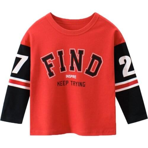 Boys sport clothes 2020 New Autumn and Winter Kids fashion t shirt for boys pure cotton letter print children tops clothes 2-8 Y