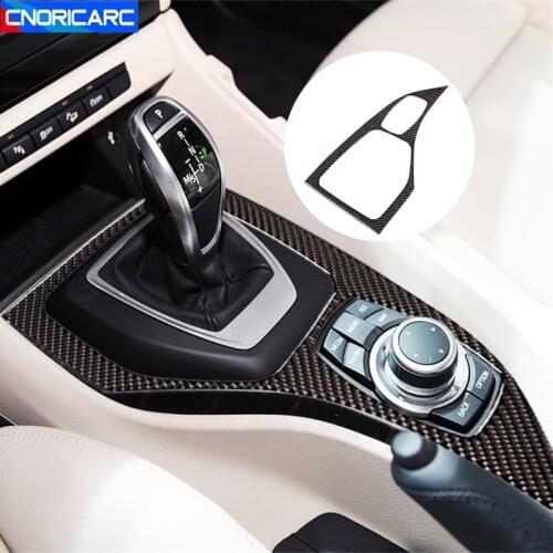 Car Styling Center Console Gear Shift Frame Decoration Cover Sticker For BMW X1 E84 2011-2015 LHD Interior Carbon Fiber Trim