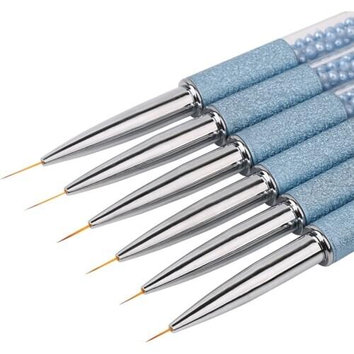 1 Pcs Blue Pearl Rhinestone Acrylic Rod Nail Art Pen Tips 3D Painting Drawing Liner UV Gel Brush Manicure Tool