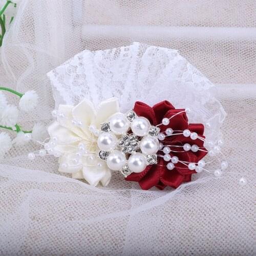 Korean Hot Sale Groom Suit Lapel Pin Wine Red Mens Corsage Rhinestone Pearl DIY Business Party Wedding Props XH049S