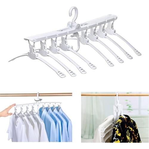 Hanging 8 In 1 Hangers Foldable Multifunction Magic Clothes Hanger Non Slip Retractable Closet Organizner Holder Drying Rack
