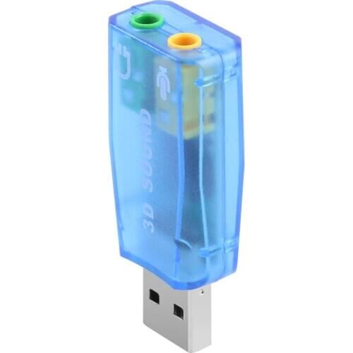 External USB Sound Card 7.1 Adapter 5HV2 USB to 3D CH Sound Antimagnetic Audio Headset Microphone Jack For Laptop PC