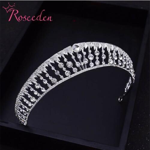 Korean Style Shinning Drilling Simulated Women Head Crown Bridal Bling Wedding Tiara Hair Band Headpiece For Noivas RE299