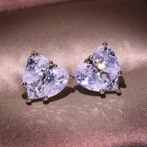 ZHOUYANG Wedding Stud Earrings For Women Girl Heart Shape Waterdrop Cubic Zirconia Silver Color Love Gift Fashion Jewelry KBE214