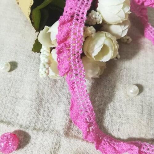 1Yards New Pleated Guipure Rose Red Lace Ribbon Elastic Clothes Sewing Trim Accessories 1.5cm Lace Fabric Dress Decoration QZ15