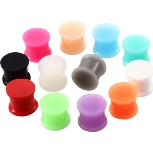 24Pcs 3-25mm Solid Silicone Ear Plugs Tunnels Stretcher Expander Ear Gauges Earring Piercing 12 Colors Body Piercing Jewelry