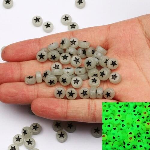 7mm Luminous Star Acrylic Beads Round Flat Loose Spacer Beads For Jewelry Making Diy Handmade Bracelet Necklace Accessories