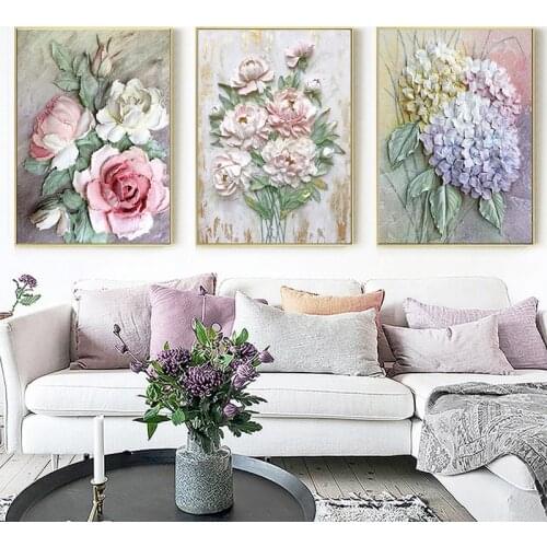 Full Square Drill 5D DIY Diamond Painting Art Scandinavian Flower Embroidery Cross Stitch Rhinestone Mosaic Decoration