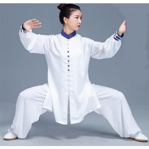 White Tai Chi Uniform Kung Fu Outfit Wushu Martail Arts Clothes Chinese Warrior Costume Soild Taichi Kung Fu Clothes TA2019