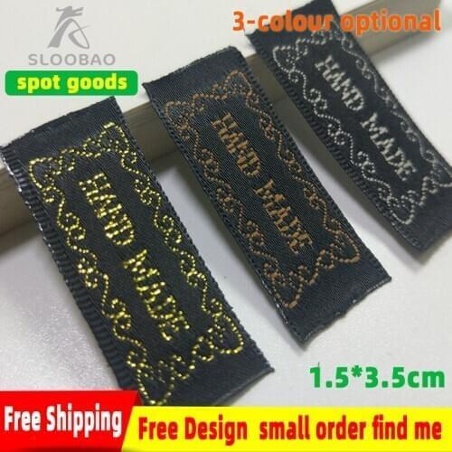 Free shipping 100 Pcs/lot Stock hand made woven Labels Clothing Shoes Bags Clothing DIY Embroidered Woven Garment Labels