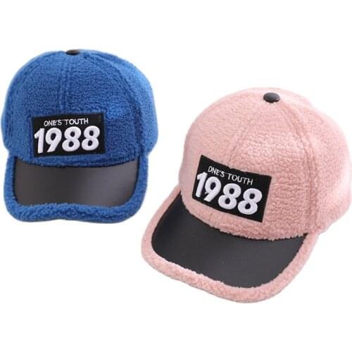 Doitbest Winter Snapback Cap Kid Boys Girls Baseball Caps Lamb wool 1988 Numbers Autumn sun hat Children Hats Kids Sunscreen Hat