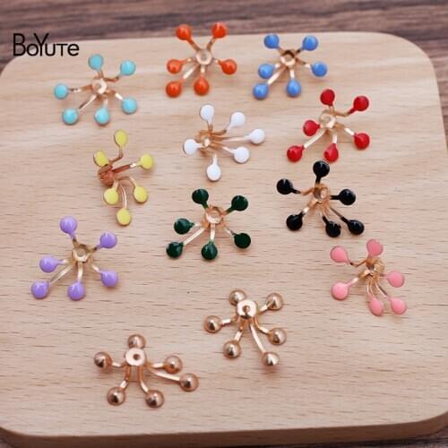 BoYuTe (50 Pieces/Lot) 8*17MM Metal Iron Dripping Oil Flower Pistil Materials Handmade Diy Jewelry Accessories