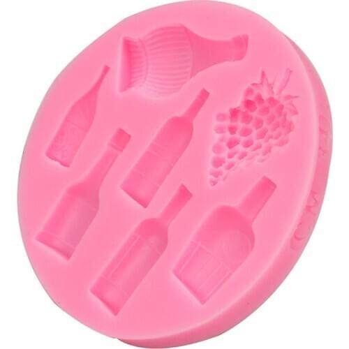 Wine Bottle Glass Silicone Molds Soap Clay Molds Fondant Cake Decorating Tools Gumpaste Chocolate Candy Moulds