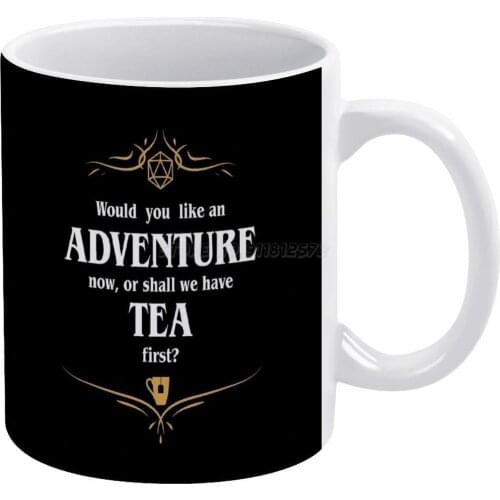 Adventure Or Tea Tabletop RPG Addict White Mug Coffee Mug 330ml Ceramic Home Milk Tea Cups and Mugs Travel Gift for Friends Dung