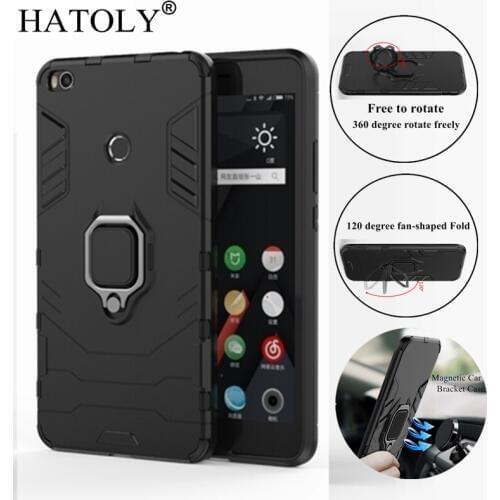 HATOLY For Xiaomi Mi Max 2 Case Cover Magnetic Suction Ring Bracket Cases Silicone Rubber Hard Armor Cover for Xiaomi Mi Max 2