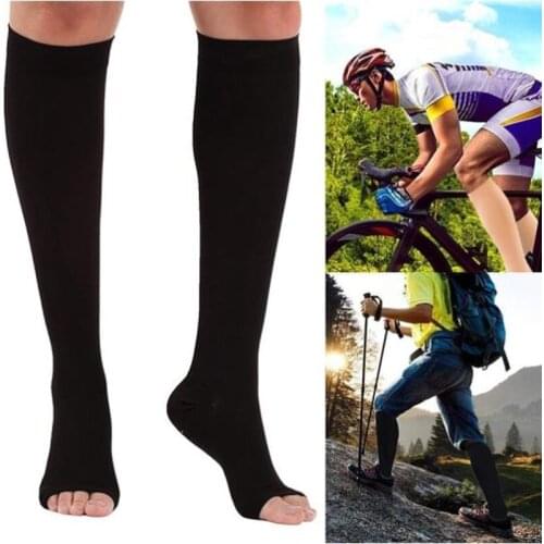 1 Pair Below Knee Support Stockings Varicose Vein Circulation Compression Sock Black Nude Color