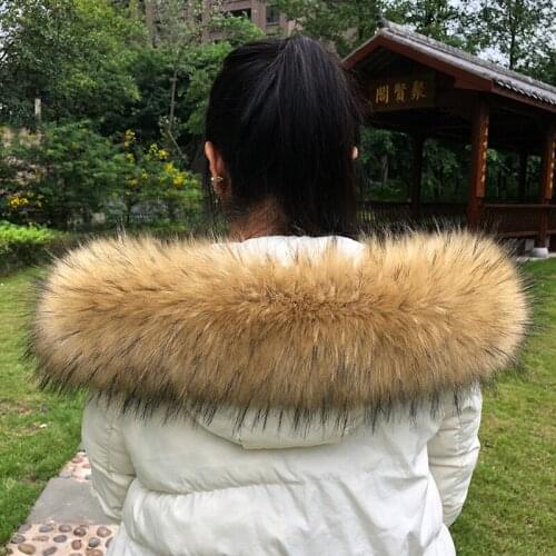 DANKEYISI Raccoon Fur Collar For Parkas Coats Warm Natural Mink Scarf Large Fur Collar Scarves Male Jackets Coat Warm Fur Scarf