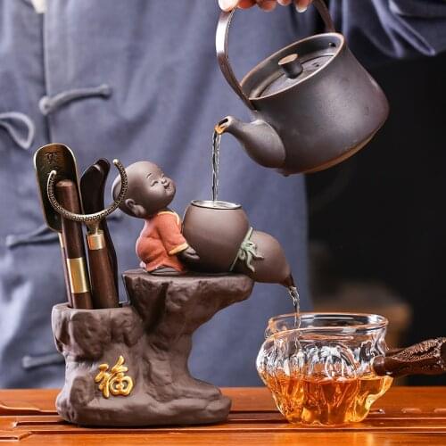 Violet arenaceous teapot Creative young monk The teapot filter t tea infuser tea set strainer teapot suit Zen modelling