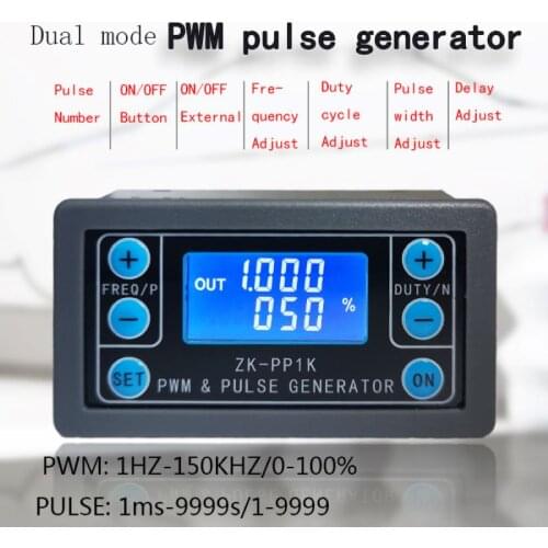 ZK-PP1K Dual Mode LCD PWM Signal Generator 1-Channel PWM Pulse Frequency Duty Cycle Adjustable Square Wave Generator zk-pp2k