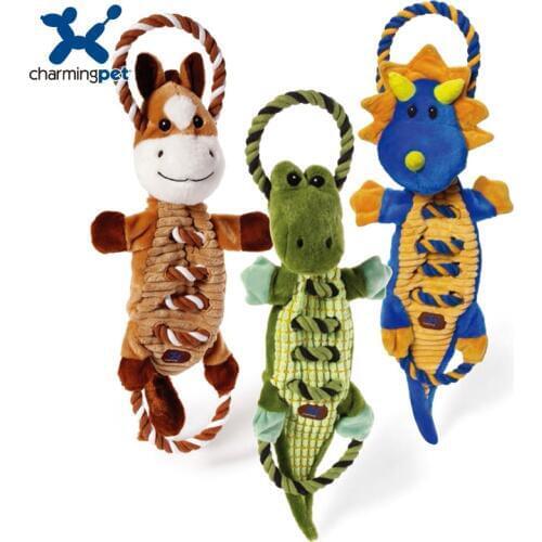 Charmingpet pet dog toys Dinosaur Horse crocodile pet training Squeak Toys