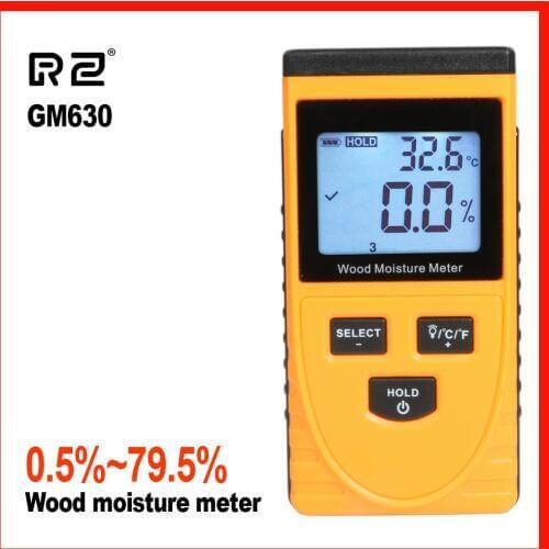 RZ nductive Wood Moisture Meter Hygrometer Digital High Precision Temperature Tester Measuring tool GM630