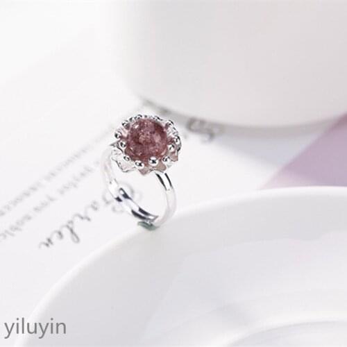 KJJEAXCMY boutique jewelryS925 Sterling Silver natural strawberry crystal ring simple personality fresh and colorful lady crysta