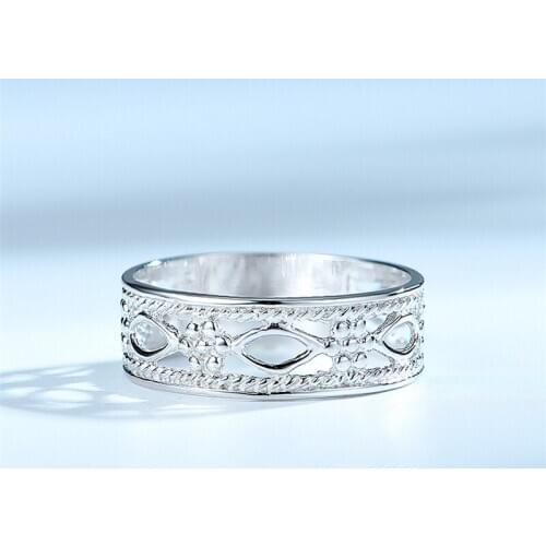 DY 925 Sterling Silver Ring Simple Hollow Plain Unique Retro Fancy Ring For Female Party Daily Wear Fashion Accessories Jewelry