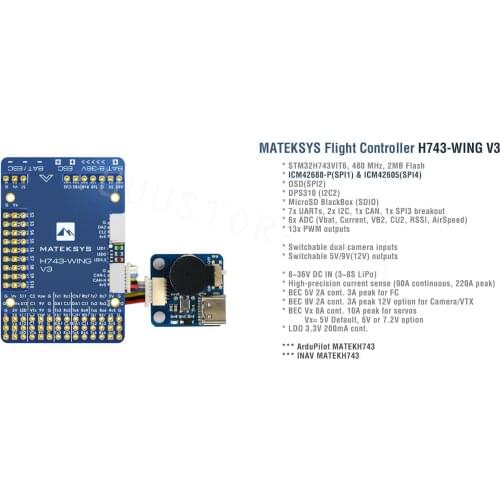 MATEK Mateksys H743 H743-MINI Flight controller MPU6000 BetaFlight MATEKH743 Built-in OSD 2-8S for Fpv RC Racing Drone Parts