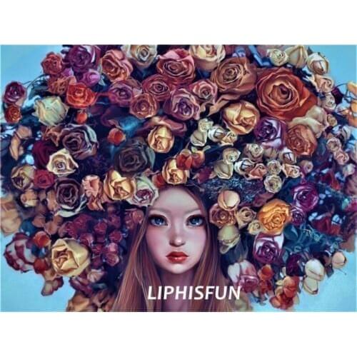 LIPHISFUN Diamond Painting Embroidery Full Drill Home Decor Square/round Cross Stitch DIY Flower Girl Scenic Craft Kit