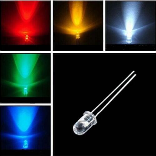 MIX 1000pcs Water Clear Super Bright 5mm Round Top Red/Green/Blue/Yellow/White/Pink/Purple Light Beads ROHS Compliance