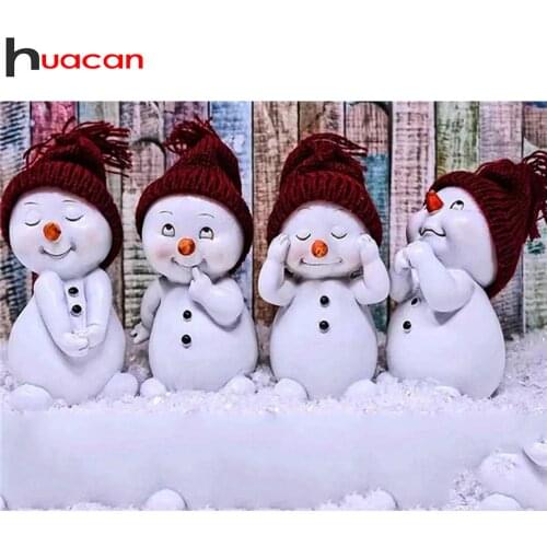 Huacan Diy Diamond Painting Snowman Full Square/round Diamond Art Embroidery Mosaic Snow Christmas Wall Decor
