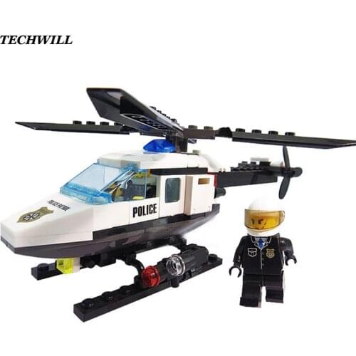 102pcs Assemble Police Helicopter Small Particles Building Blocks For Children Baby Educational Toys Gift Supplies DIY Blocks