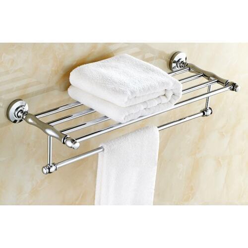 Wall Mounted Polished Chrome Brass Bathroom Large Towel Bar Towel Rail Holder Shelf Bathroom Accessory mba801