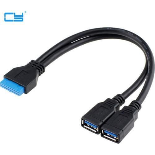 Desktop Computer usb 3.0 20 pin male to 2 usb a female cable Adapter Connector For Asus P7P55/USB3 Gigabyte Msi Onda Motherboard
