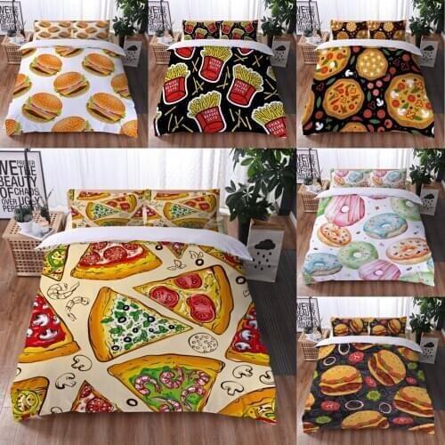 New 3D Food Bedding Set Cute Comforter 2/3Pcs Duvet With Pillowcases Covers EU/US/AU Size Funny Cartoon Home Textile
