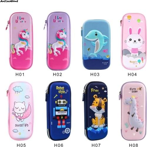 Large Capacity Cartoon Pencil Cases Cute Unicorn Astronaut Robot Pen Box Bag For Kids Students Teens School Stationary Supplies