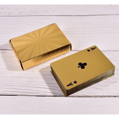 1 Set High-grade Gold Foil Plated Poker Card Family meet games Gold Foil Playing Cards Texas Hold'em Poker Funny HOT