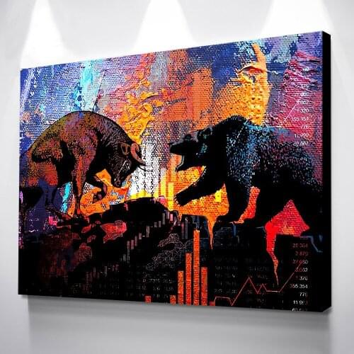 Poster Wall Art Battle Of Two Beasts Canvas Painting Room Decor Posters And Print Paintings Animal Wall Art Canvas Quadros frame