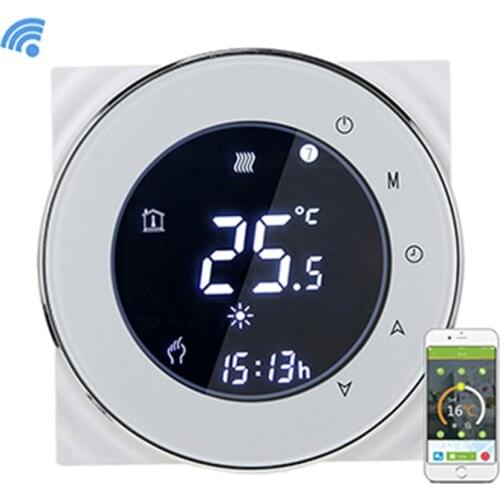 WiFi Controlled Negative LCD Touch Screen Programmable Thermostat Electric Heating Temperature Controller NTC Temperature Sensor